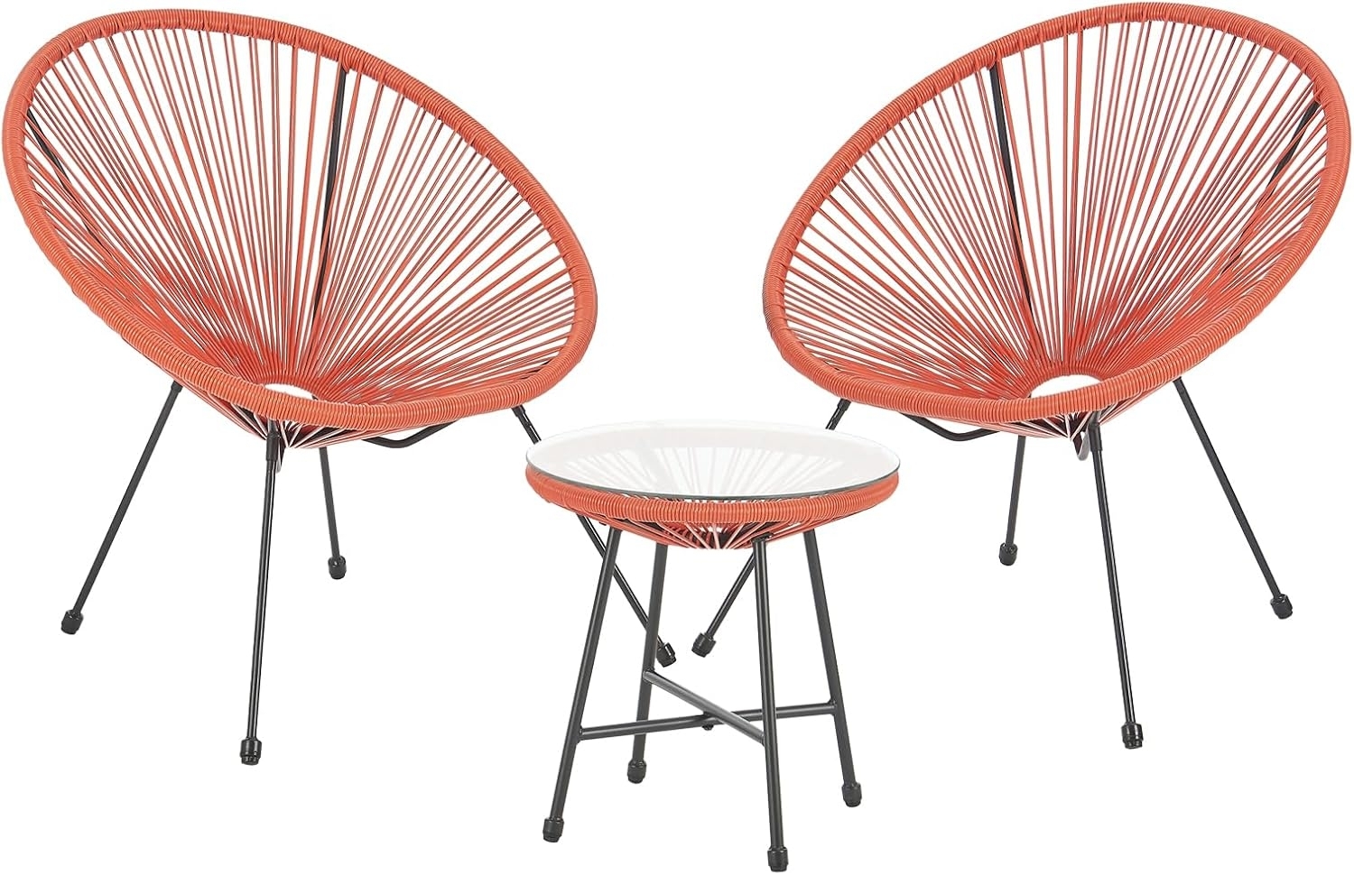 SVITA Bali Balkon-Möbel 3-TLG. Polyrattan Lounge-Set Balkon-Set Terracotta Orange Bild 1