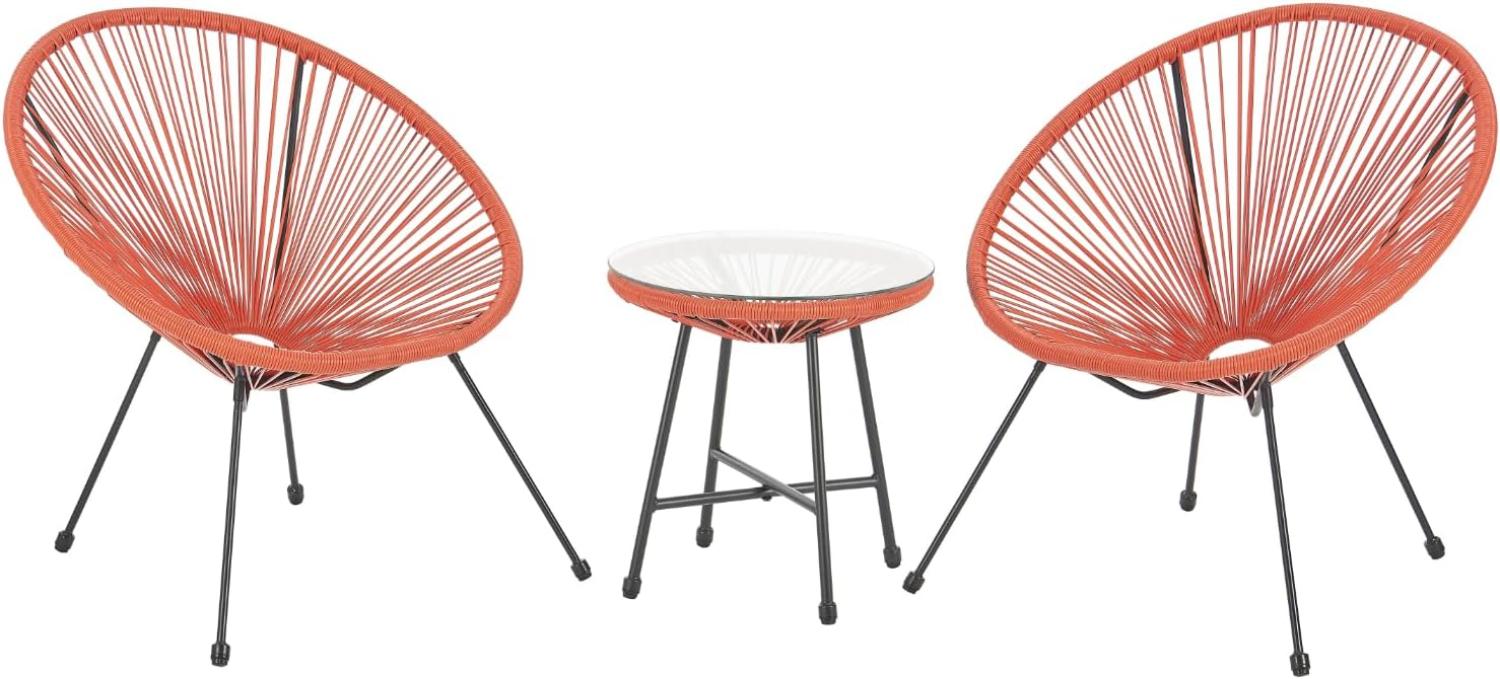 SVITA Bali Balkon-Möbel 3-TLG. Polyrattan Lounge-Set Balkon-Set Terracotta Orange Bild 1