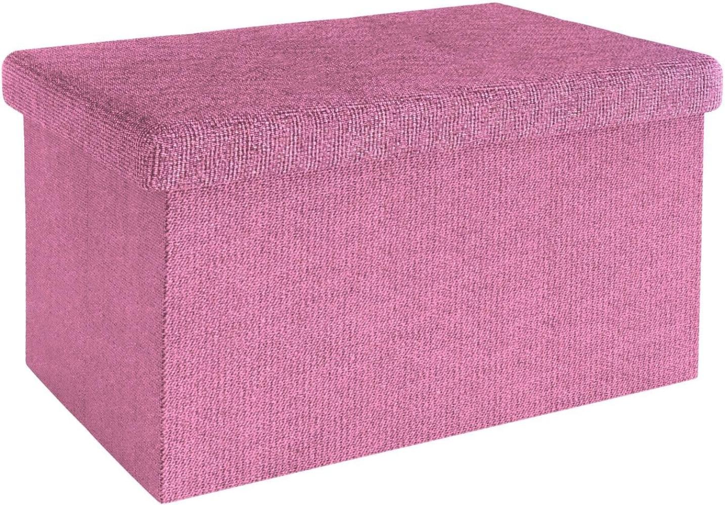 INTIRILIFE Faltbare Sitzbank 49x30x30 cm in KIRSCHBLÜTEN PINK - Sitzwürfel mit Stauraum und Deckel aus Stoff in Leinen Optik - Sitzcube Fußablage Aufbewahrungsbox Truhe Sitzhocker Bild 1