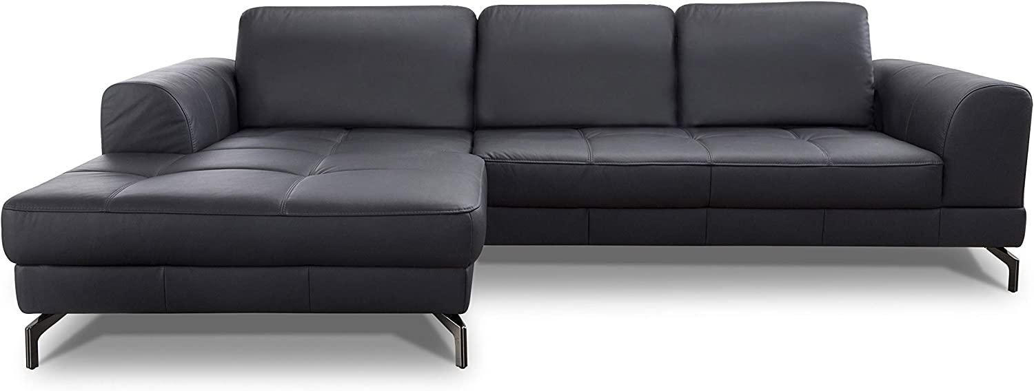 CAVADORE Ledergarnitur Benda / Großes Ecksofa mit XL-Longchair links & Federkern / Inkl. Sitztiefenverstellung / 284 x 87 x 175 / Echtleder: schwarz Bild 1