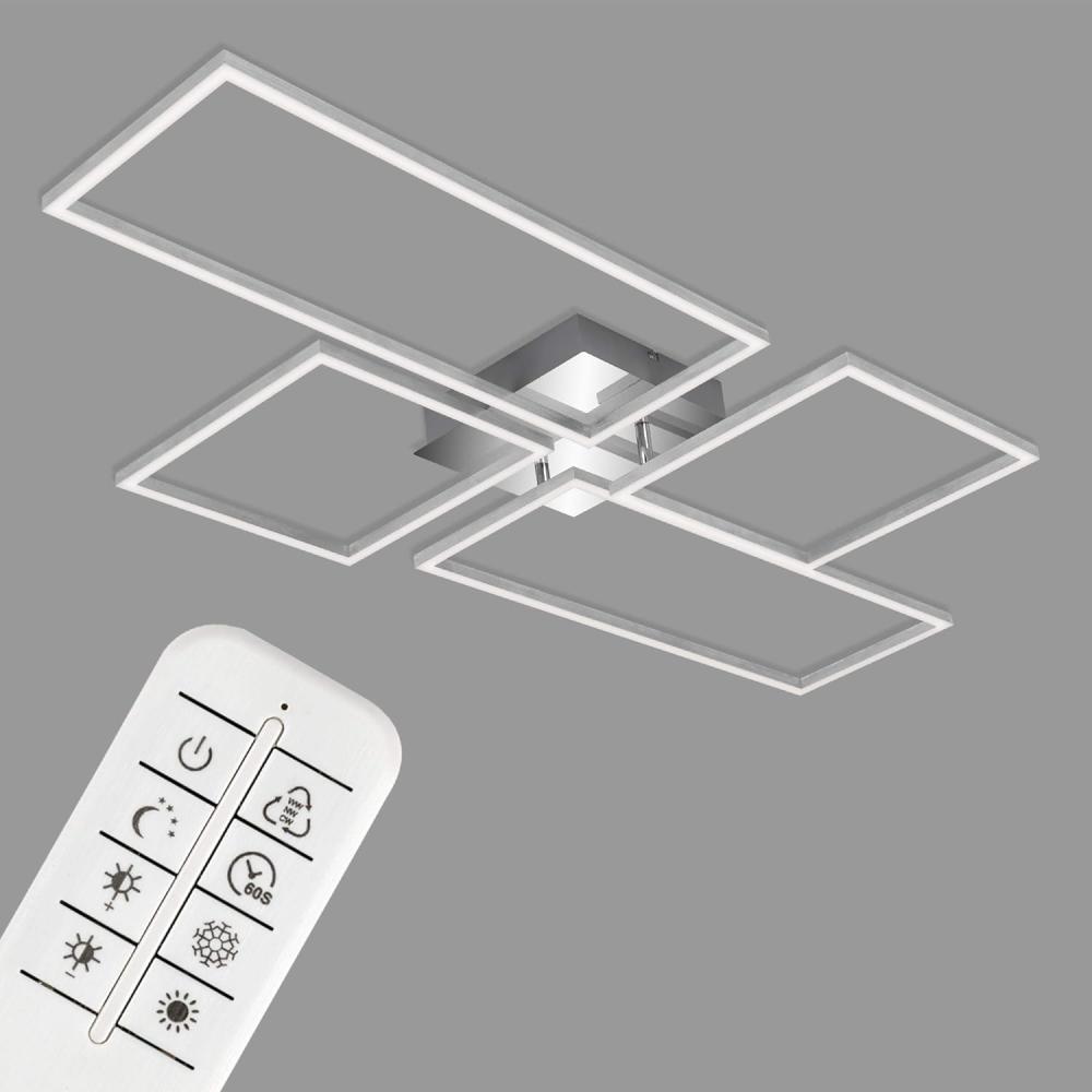 BRILONER - LED Deckenlampe mit Fernbedienung, dimmbar, einstellbar von warmweiß bis neutralweiß, LED Lampe, Deckenleuchte, Wohnzimmerlampe, Schlafzimmerlampe, Küchenlampe, 110 x 54 x 9,8 cm, Chrom-Alu Bild 1