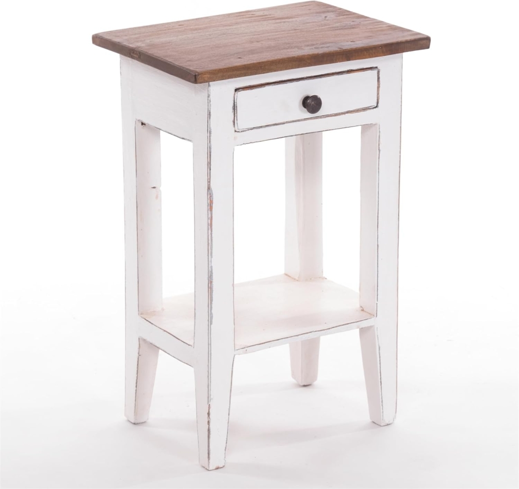 DESIGN DELIGHTS 'Planta' Beistelltisch mit Schublade, 52x34cm (HxB), Weiß-Landhaus Bild 1