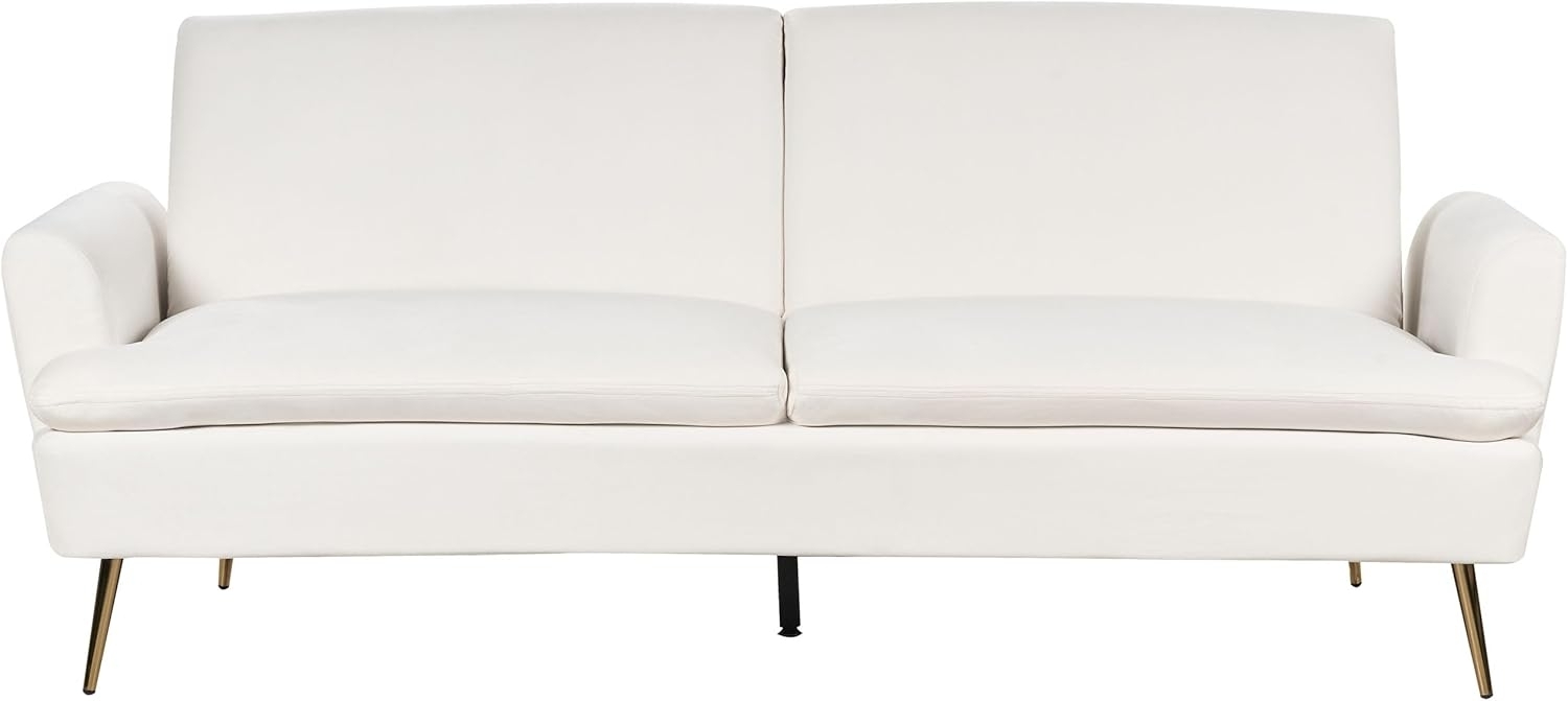Schlafsofa VETTRE Cremeweiß Samtstoff Bild 1