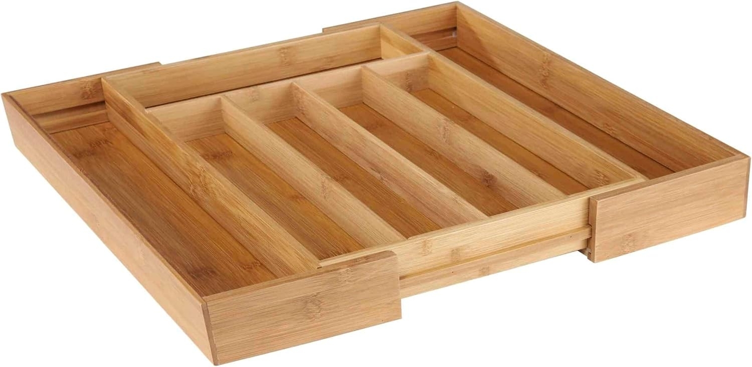 HI ausziehbarer Besteckkasten 31 - 48 x 37 x 5,3 cm aus Bambus-Holz 28578 Bild 1
