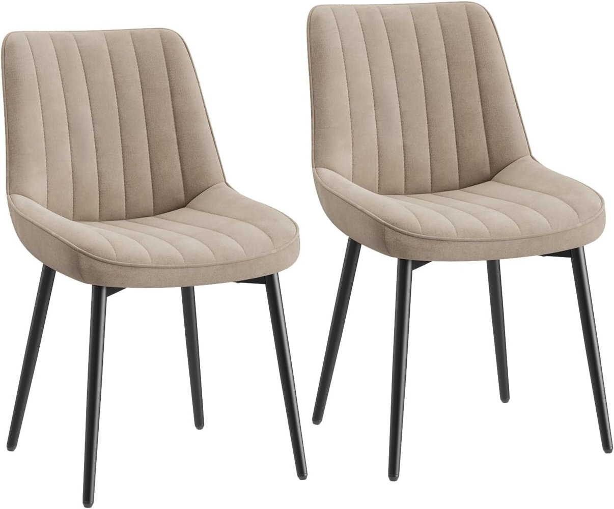 COLAMY Samt Esszimmerstühle 2er Set – Gepolsterte Stühle für Esszimmer & Küche mit Metallbeinen, Dickem Sitzpolster & Rutschfesten Füßen, Khaki Bild 1
