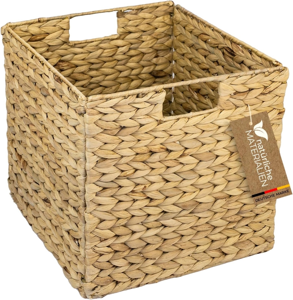 HMF Regalkorb Nachhaltiger Aufbewahrungskorb, geflochten aus Wasserhyazinthe, passend für Kallax Regale 32 x 34,5 x 32 cm, natur Bild 1