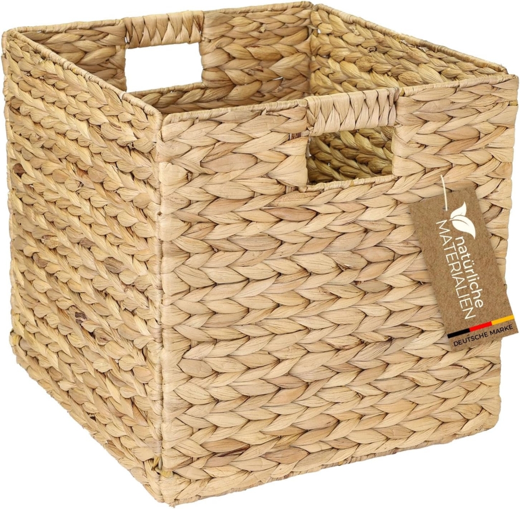 HMF Regalkorb Aufbewahrungskorb, geflochten aus Wasserhyazinthe, passend für Kallax Regale 32 x 34,5 x 32 cm, natur Bild 1
