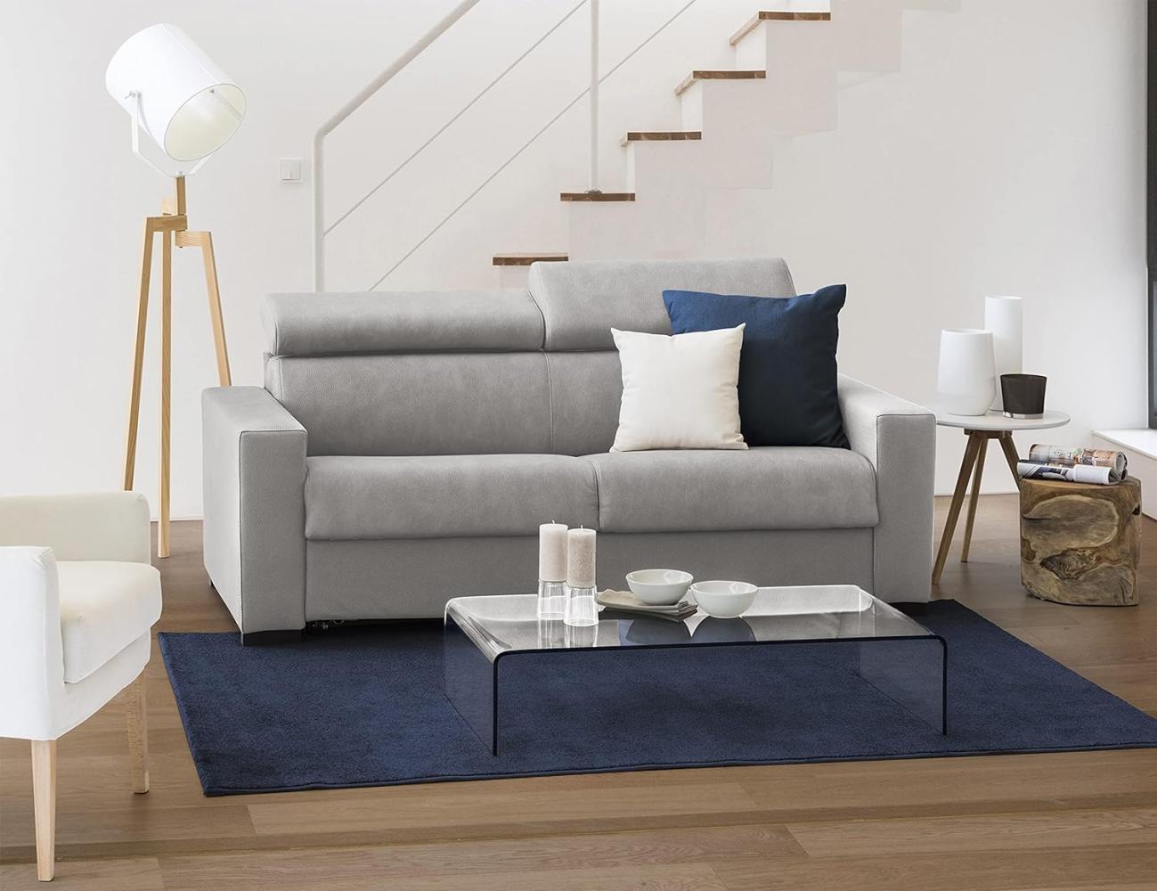 Talamo Italia 2-Sitzer Sonia Schlafsofa, Wohnzimmersofa,Made in Italy, Drehbare Öffnung mit Matratze und Netz inklusive, mit verstellbaren Kopfstützen und schmalen Armlehnen, cm: 160x95h85, Farbe Grau Bild 1