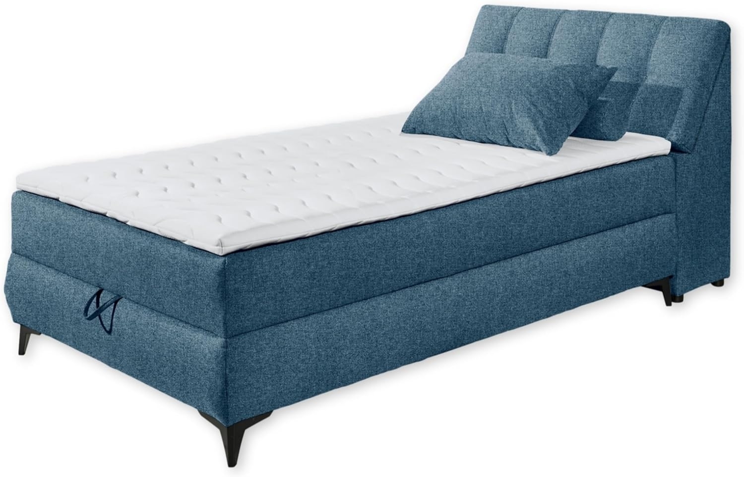 ATLANTIS 6 Boxbett 120x200 in Blau - Bequemes Einzelbett mit Bettkasten und Kaltschaum Topper - 125 x 102 x 240 cm (B/H/T) Bild 1