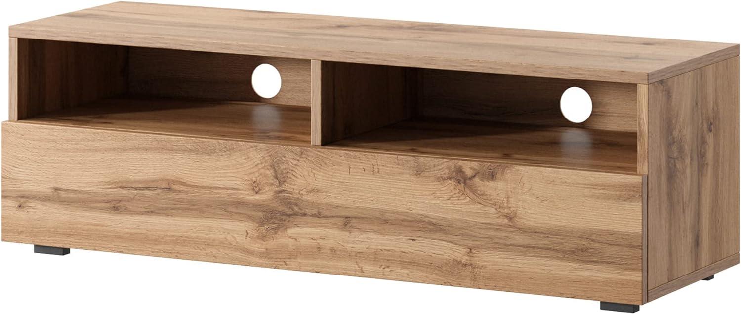 Selsey REDNAW - TV-Schrank/modernes TV-Board für Wohnzimmer, stehend/hängend, 100 cm breit (Wotan Eiche Matt ohne LED) Bild 1