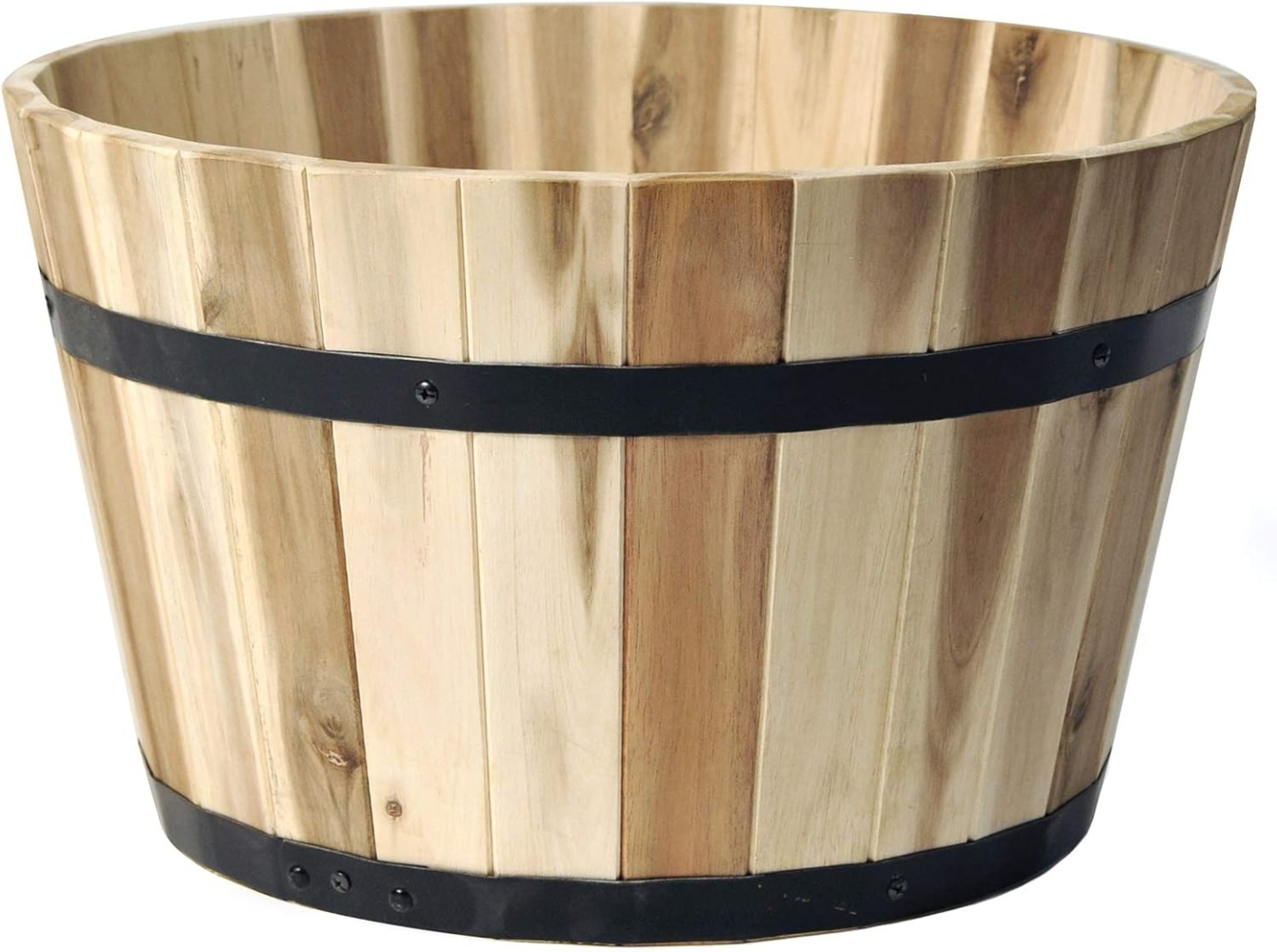 colourliving Pflanzkübel Pflanzkübel Holz rund 40 cm Holzfass Blumenkübel Blumentopf Akazieholz (1x Pflanzkübel), Wasserablaufloch, Naturprodukt, Pflanztopf Bild 1