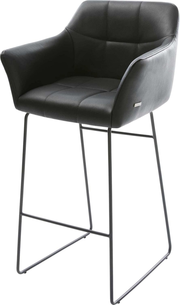 Barstuhl Yulo-Flex Echt-Leder Schwarz Kufengestell Metall Bild 1