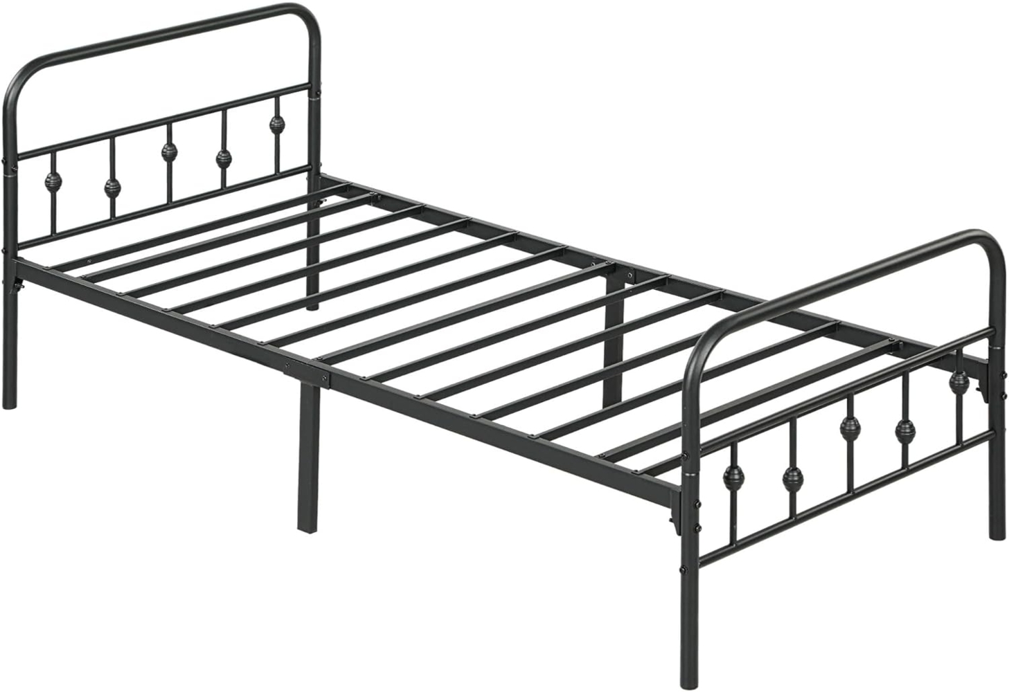 HOMCOM Bettgestell für Matratze 200 x 90 cm, klappbar, 82,5 cm hoch (Metallrahmenbett, 1-tlg, Bettrahmen), für Schlafzimmer Gästezimmer, Schwarz Bild 1