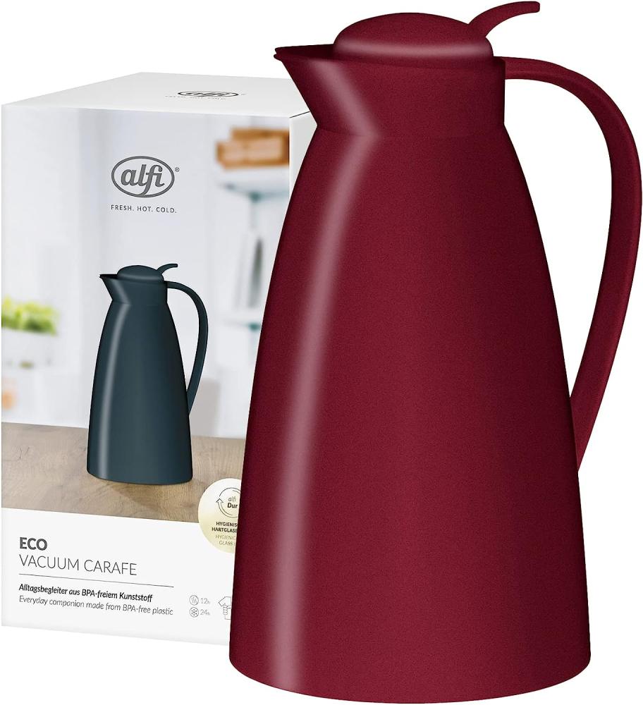 Alfi Isolierkanne Eco, Isokanne, Thermokanne, Kunststoff, Hartglas-Einsatz, Rubin Rot, 1 L, 0825. 240. 100 Bild 1