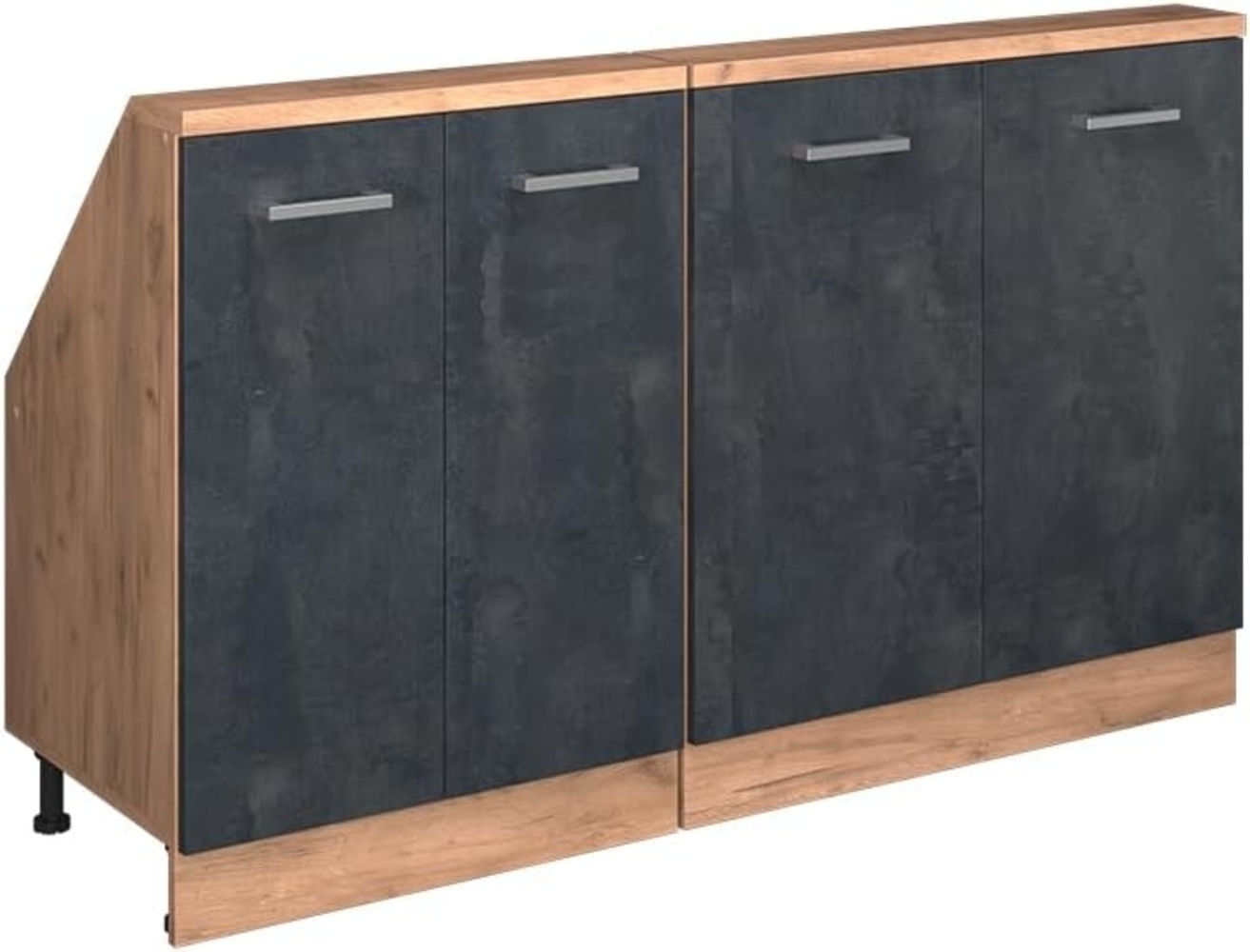 Dachschrägenschrank-Set Rion Schwarz Beton/Goldkraft Eiche 2er Set Vicco Bild 1