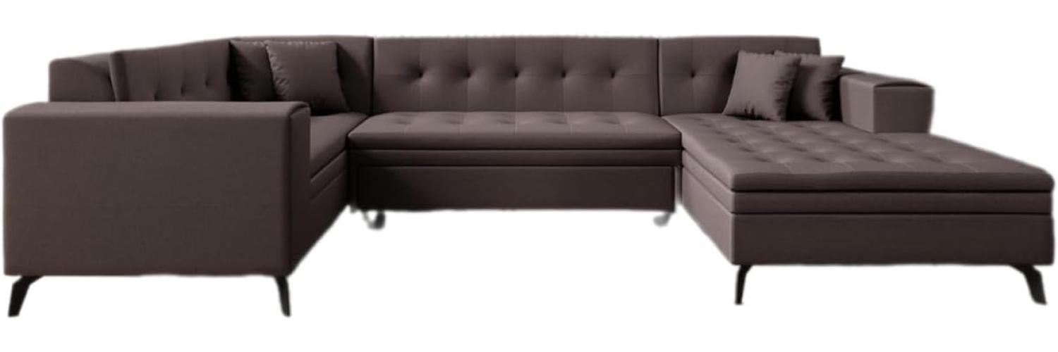 Designer Sofa Neola mit Schlaffunktion Stoff Dunkelbraun Rechts Bild 1