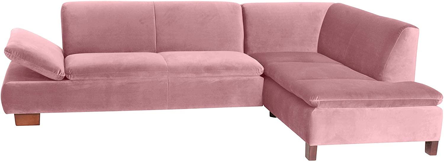 Terrence Ecksofa Samtvelours Rose Buche Nussbaumfarben Bild 1