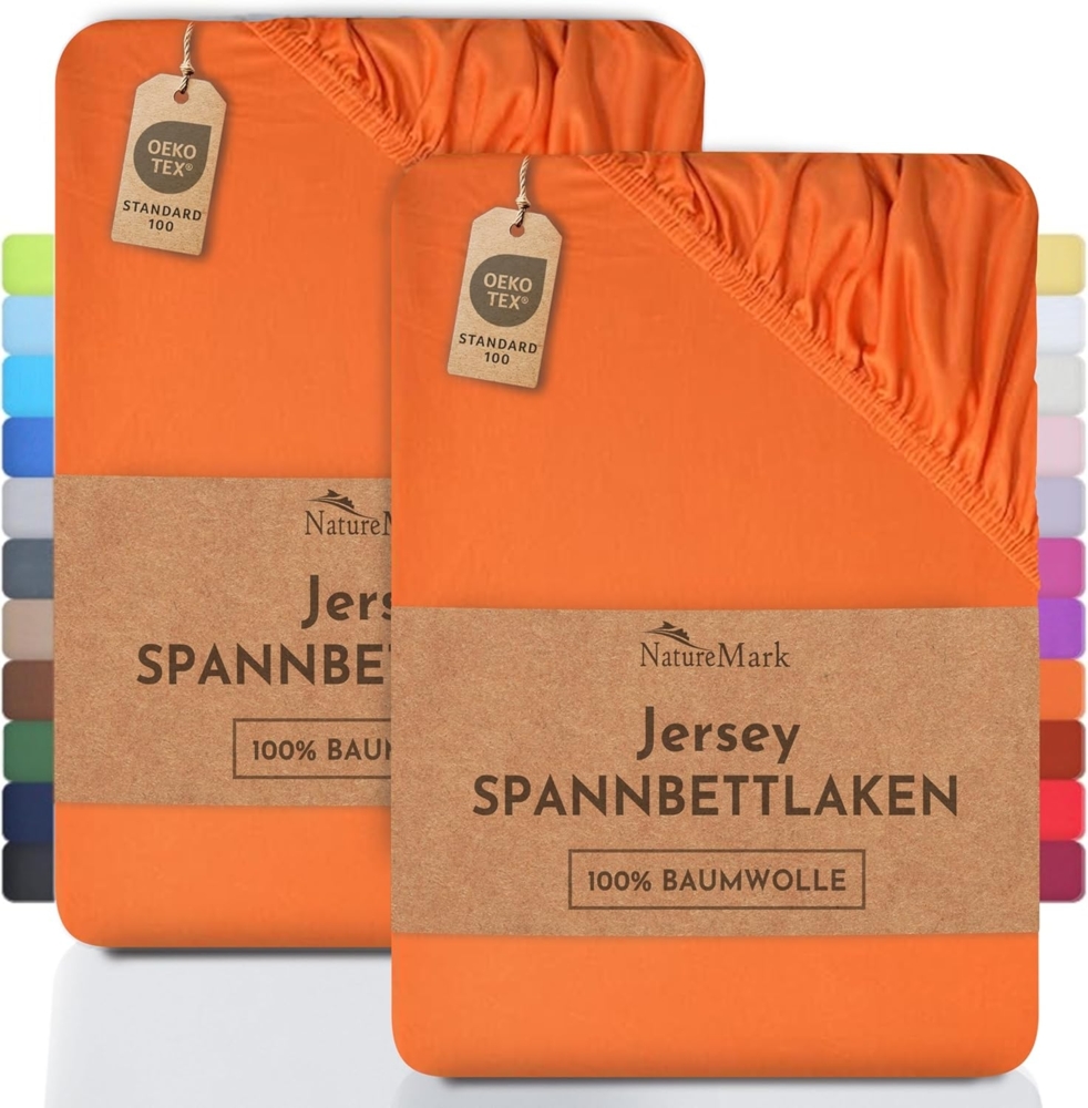 NatureMark 2er Pack Kinder Jersey Spannbettlaken, Spannbetttuch 100% Baumwolle in vielen Größen und Farben MARKENQUALITÄT ÖKOTEX Standard 100 | 70x140 cm - terrakotta Bild 1