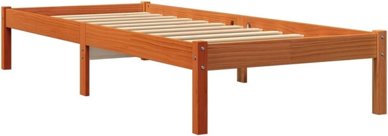 vidaXL Massivholzbett ohne Matratze Wachsbraun 90x190 cm Kiefernholz 844836 Bild 1