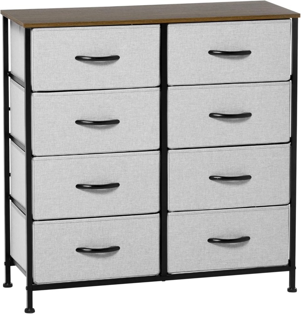 HOMCOM Kommode Sideboard mit 8 klappbaren Stoffschubladen (Aufbewahrungsschrank, 1 St, Schubladenschrank), mit Kippschutz, für Wohnzimmer Schlafzimmer, Grau Bild 1