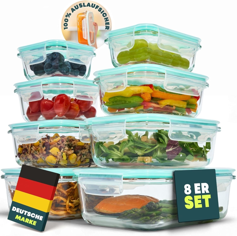 uandu home Frischhaltedose Glasbehälter mit Deckel, Frischhaltedosen Glas mit Deckel, (glasdosen mit deckel set, glas tupper mit deckel, glass food container, frischhaltedosen mit deckel glas, glasdose mit deckel, Borosilikatglas mit Deckel, Meal prep ... Bild 1