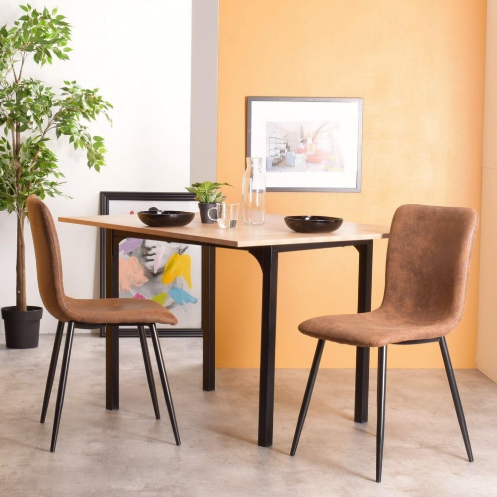 FurnitureR Esszimmerstuhl, Kunstleder, Wildleder, Vintage, mit Rückenlehne und ohne Armlehnen, für Empfangsräume, Schlafzimmer, Cafés, Metall, 40 x 38 x 86 cm, 2 Stück Bild 1