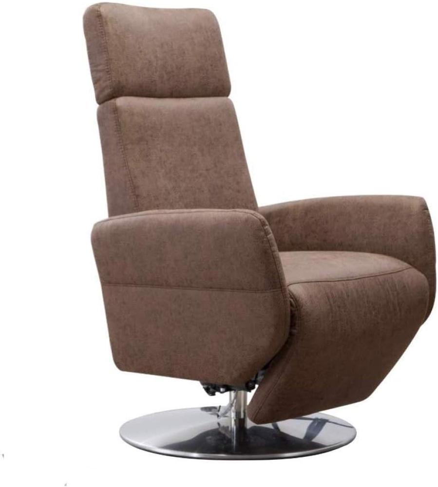 Cavadore TV-Sessel Cobra / Fernsehsessel mit Liegefunktion, Relaxfunktion / Stufenlos verstellbar / Ergonomie L / Belastbar bis 130 kg / 71 x 112 x 82 / Lederoptik Braun Bild 1