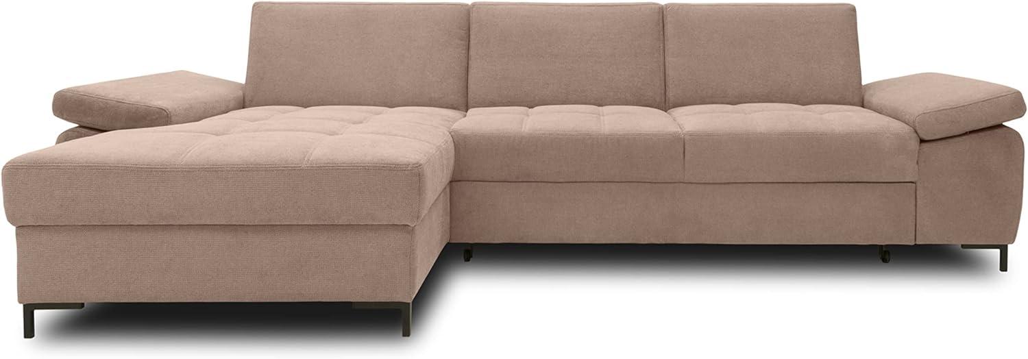 DOMO Collection Curacao Ecksofa, Eckcouch mit Federkern, Sofa mit Armlehnfunktion in L-Form, Coffee, 160 x 297 cm Bild 1