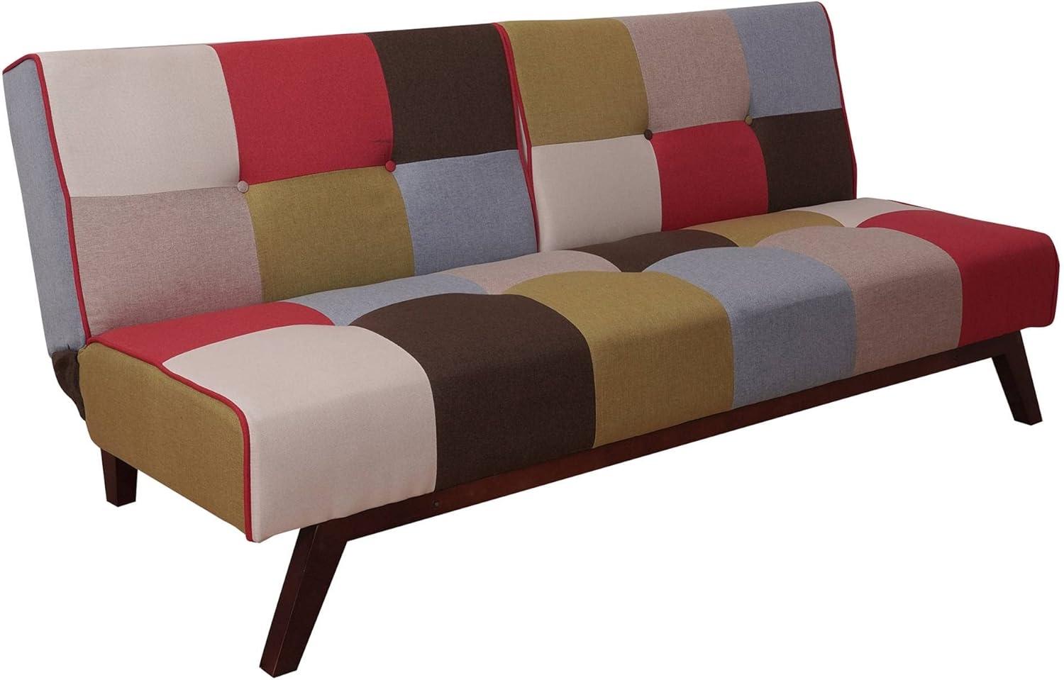 Dmora 3-Sitzer-Schlafsofa, aus gepolstertem Patchwork-Stoff, Clic-Clac-Öffnung, in ein Einzelbett umwandelbar, Made in Italy, 180x79xh76 cm, Mehrfarbig Bild 1