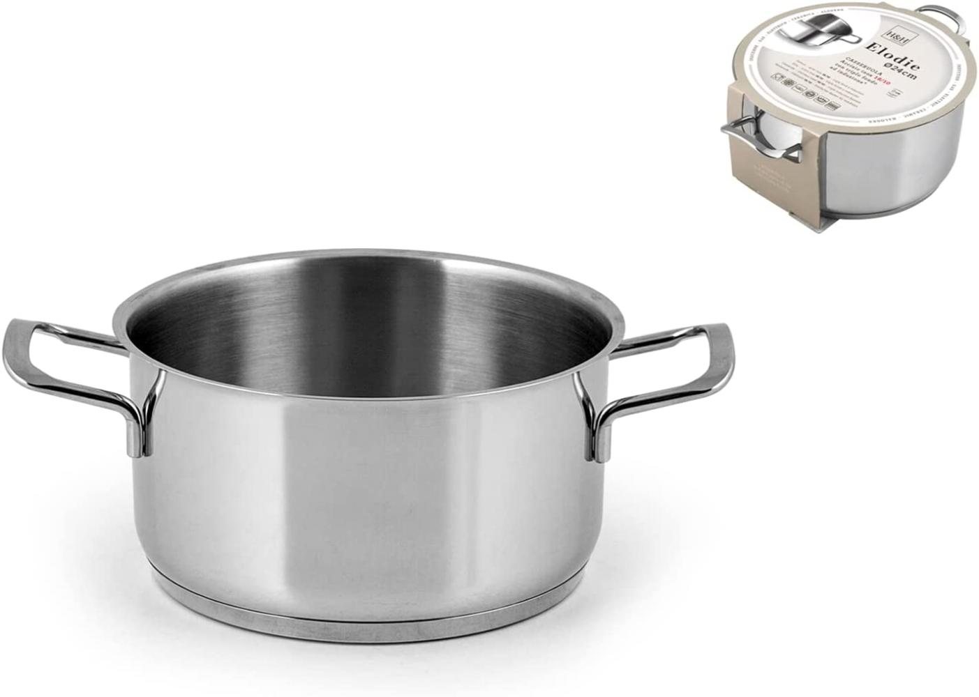 H&H Elodie Kasserolle mit Induktionsboden, 2 Griffe, Edelstahl, 14 cm Bild 1
