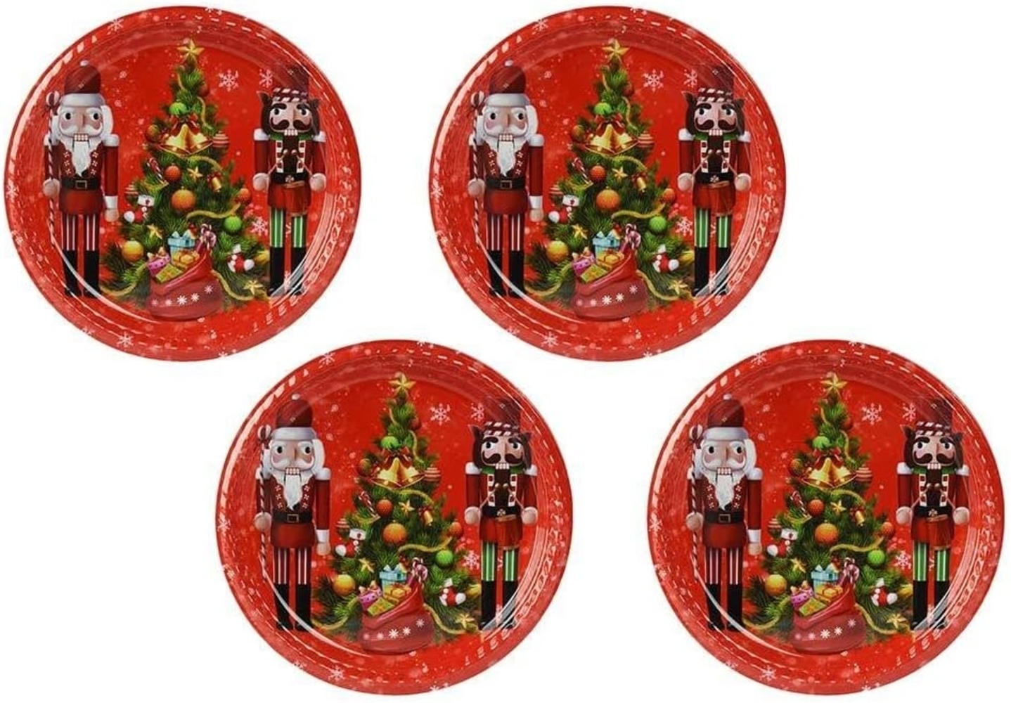 Weihnachtsteller Nikolaus Advent 4 Stück Plätzchenteller Weihnachten Rot Nussknacker Bild 1