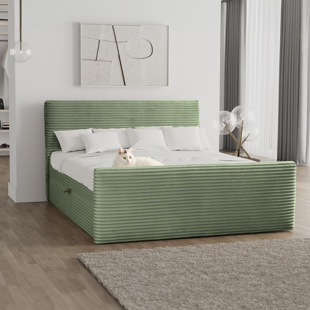 Kaiser Möbel Boxspringbett Boxspringbett mit bettkasten und topper TRENTO stoff Plüsch Cord, mit Topper mit Bettkasten Bild 1