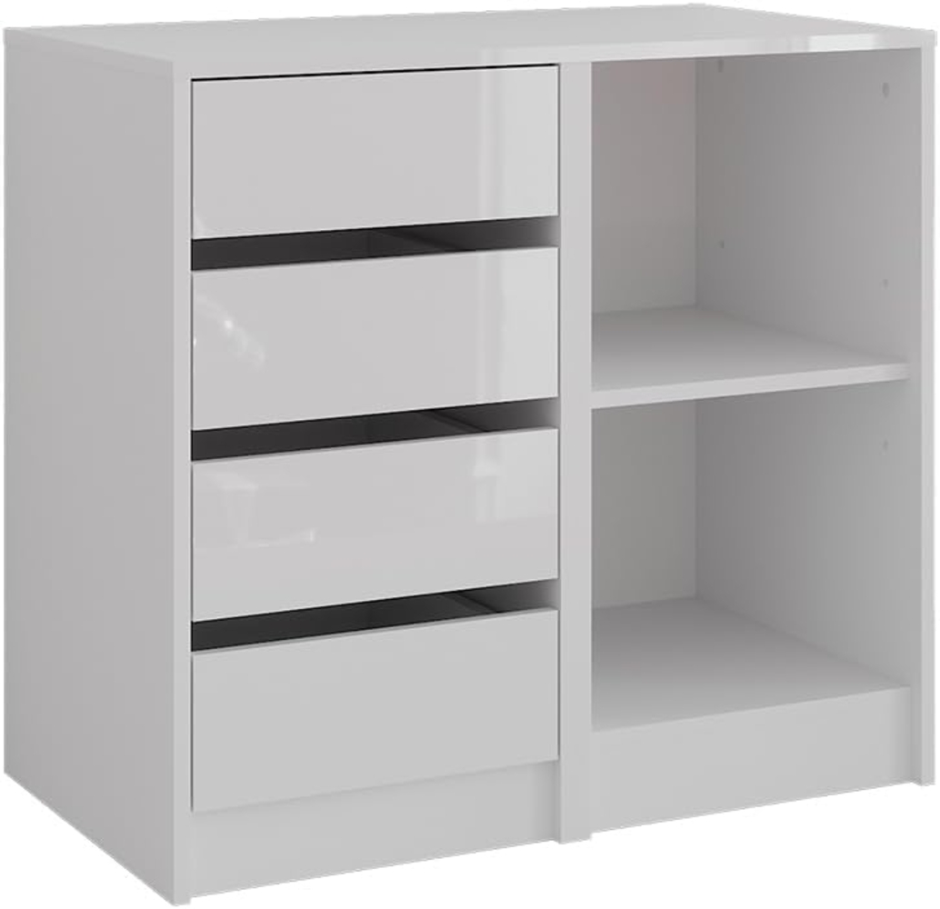 Kommode Sherry Weiß/Weiß Hochglanz 80.2 x 76 cm 2 Teile Vicco Bild 1