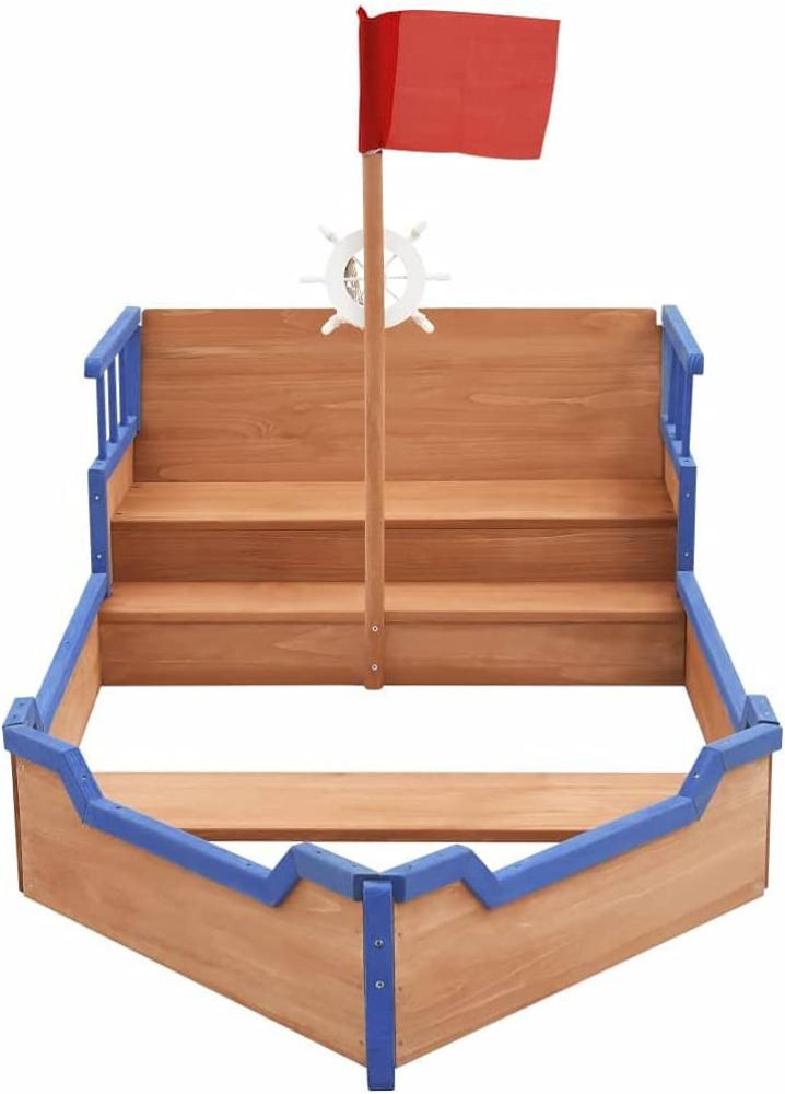 vidaXL Piratenschiff Sandkasten, Tannenholz natur, 94,5 x 190 x 101 cm Bild 1