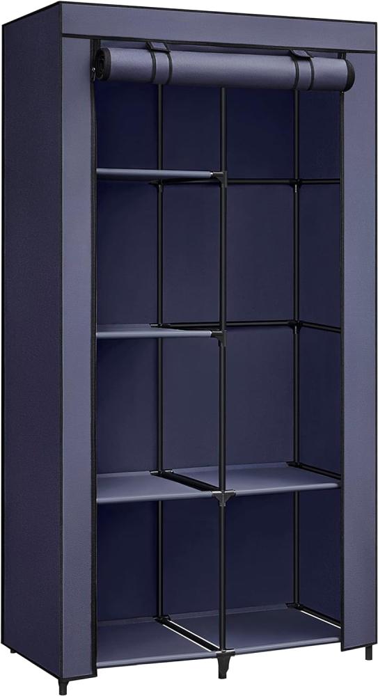 Songmics Kleiderschrank, Stoffschrank, 6 Ablagen, Verschiedene Aufbaumöglichkeiten, 88 x 45 x 168 cm, für Schlafzimmer, Ankleidezimmer, dunkelblau RYG084I02 Bild 1