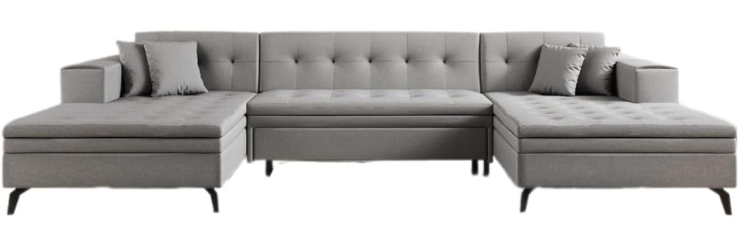 Designer Sofa Vivana mit Schlaffunktion Stoff Grau Bild 1