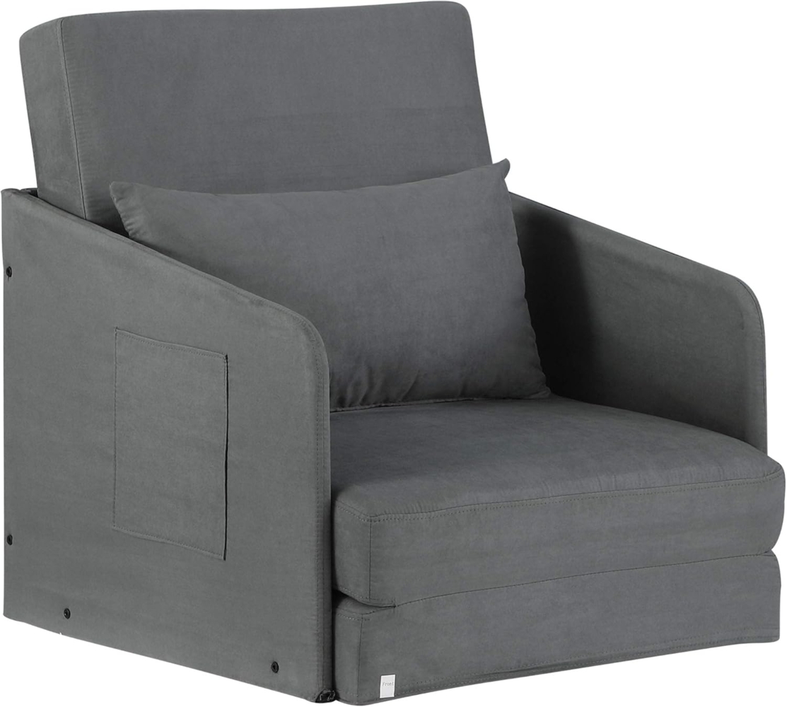 HOMCOM Sessel Einzelsofa Waschbarer Bezug 2 Seitentaschen Kissen (Schlafsofa, 1-St, Schlafcouch), Metall Grau 70 x 76 x 77 cm Bild 1