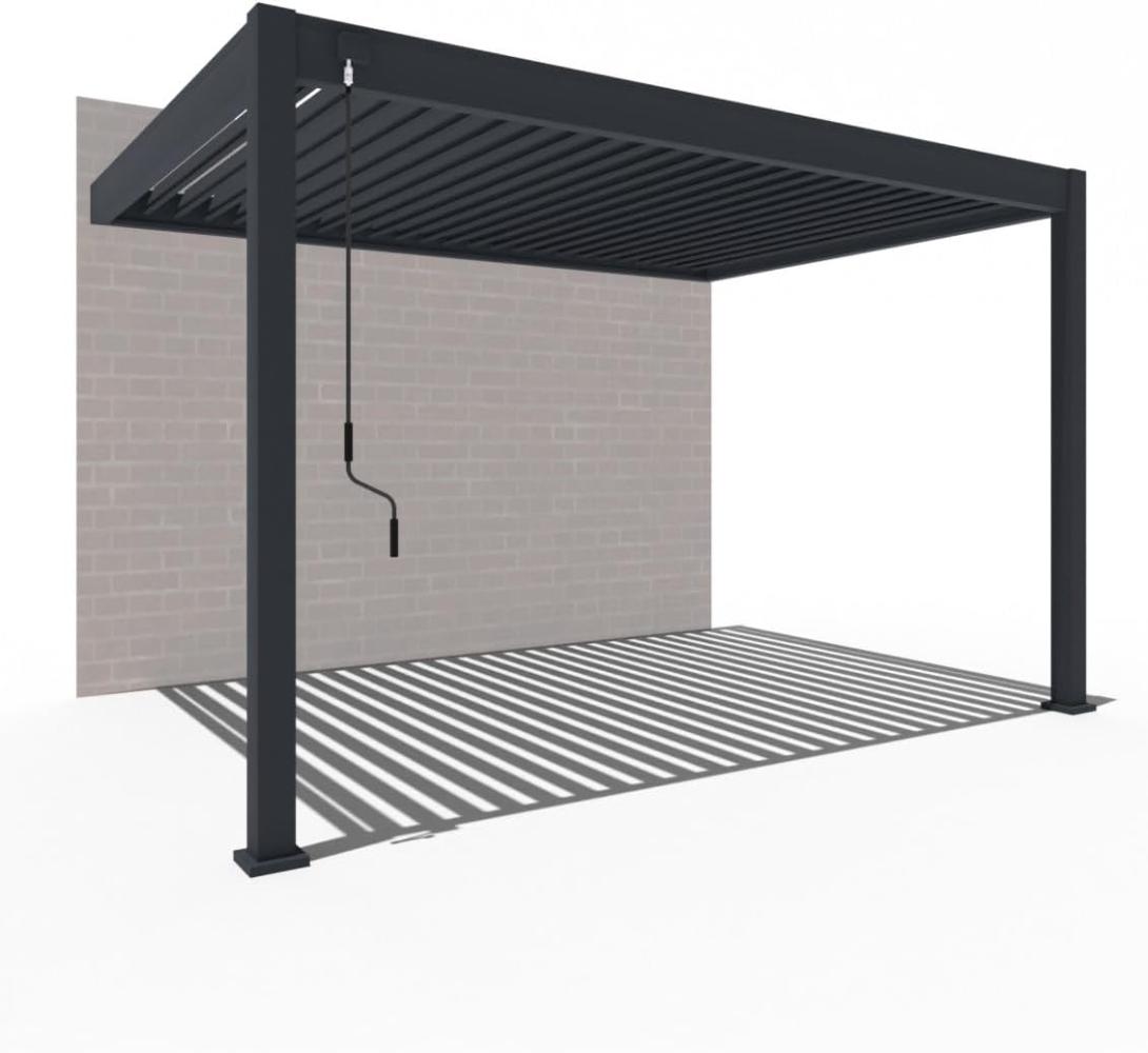 Weide Deluxe Wand-Pavillon | Voll-Alu-Pavillon | 3 x 4 M | Lamellendach anthrazit | Wall Pergola Bild 1