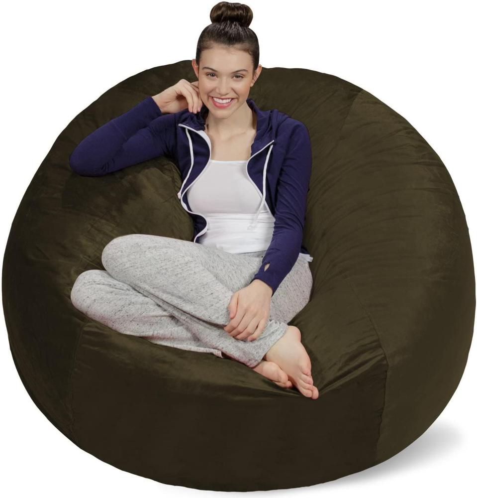 SOFA SACK XXL - Das Neue Komforterlebnis aus den USA - Sitzsack mit Memory Schaumstoff Füllung - Perfekt zum Relaxen im Wohnzimmeroder Schlafzimmer - Samtig weicher Velour Bezug in Talismangrün Bild 1