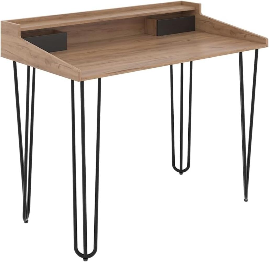 Vicco Schreibtisch Sannar Eiche Schwarz 110 x 60 cm mit Schubladen Bild 1