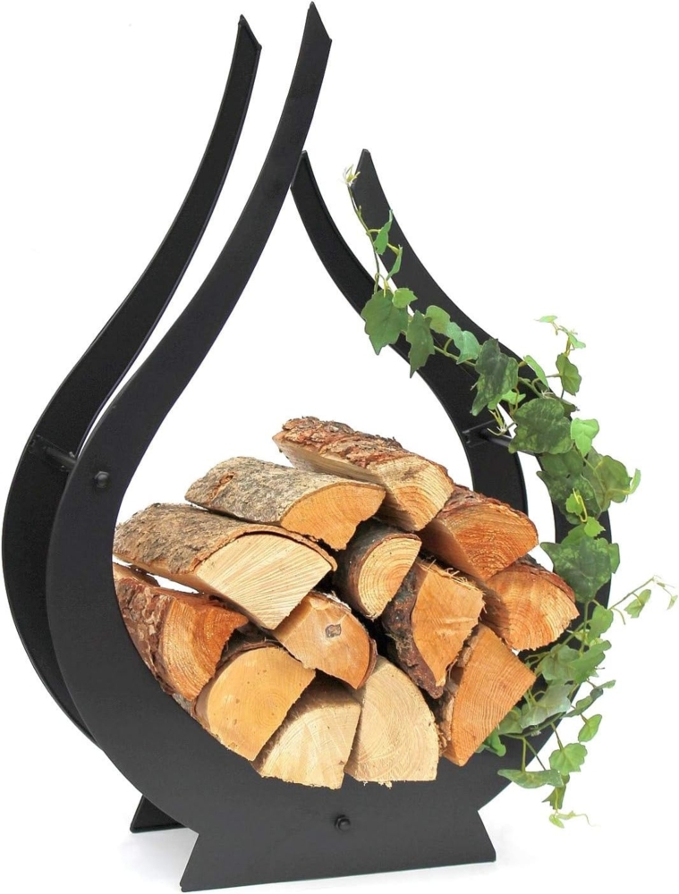 DanDiBo Kaminholzregal Innen Metall Schwarz Kaminholzständer Flamme 78 cm 190983 Holzkorb, Kaminholzhalter Feuerholzregal Holzregal Bild 1