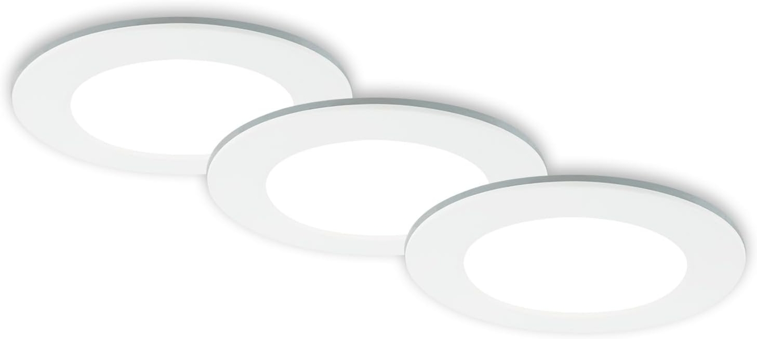 BRILONER - 3er Set Bad Einbaustrahler LED mit Fernbedienung, einstellbar von warmweiß bis kaltweiß, dimmbar, LED Spot, Deckenspots, Spots, Einbauleuchten, Einbauspots, 92x45 mm, Weiß Bild 1