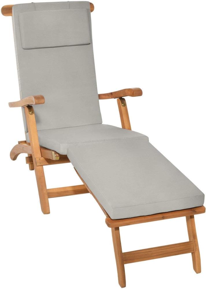 Beautissu Deckchair Auflage LoftLux DC 175x45x5 cm Hellgrau, 175x45x5 cm Bild 1