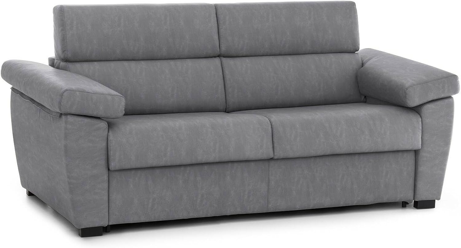 Talamo Italia - 3-Sitzer Schlafsofa Quintina, Schlafsofa fürs Wohnzimmer, gepolstert, abnehmbar, 100% Made in Italy-Qualität, 225x95 h100 cm, Grau Bild 1