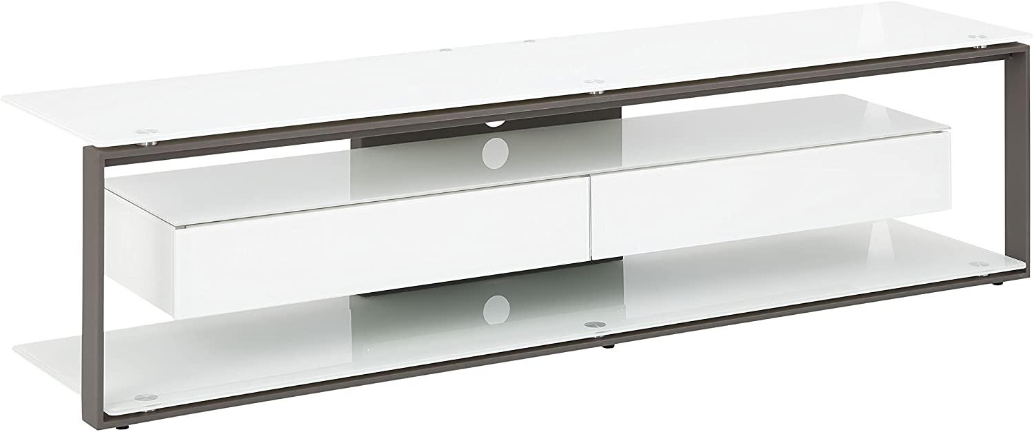 Maja TV-Rack 5206 mit 2 Klappen Metall anthrazit - Weißglas Bild 1