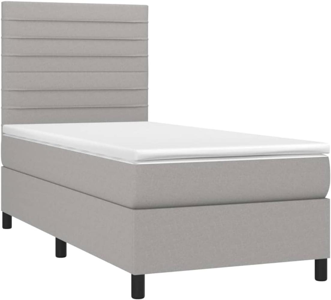 vidaXL Boxspringbett mit Matratze Hellgrau 100x200 cm Stoff 3141833 Bild 1