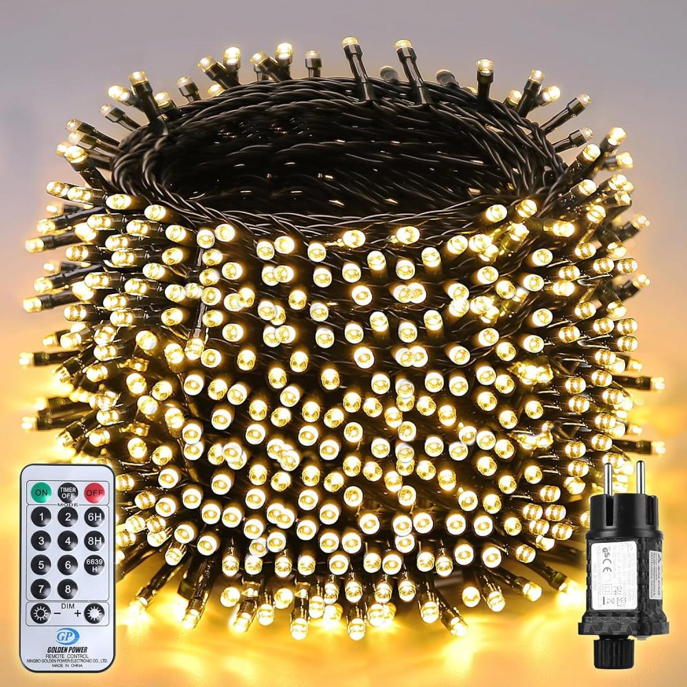 SALCAR 40m 640er LED Lichterkette Weihnachtsbaum, 31V Christbaumbeleuchtung Außen mit Fernbedienung, Wasserdicht Lichterkette mit 8 Modi und Memory für Innen Garten Balkon Tannenbaum, Warmweiß Bild 1