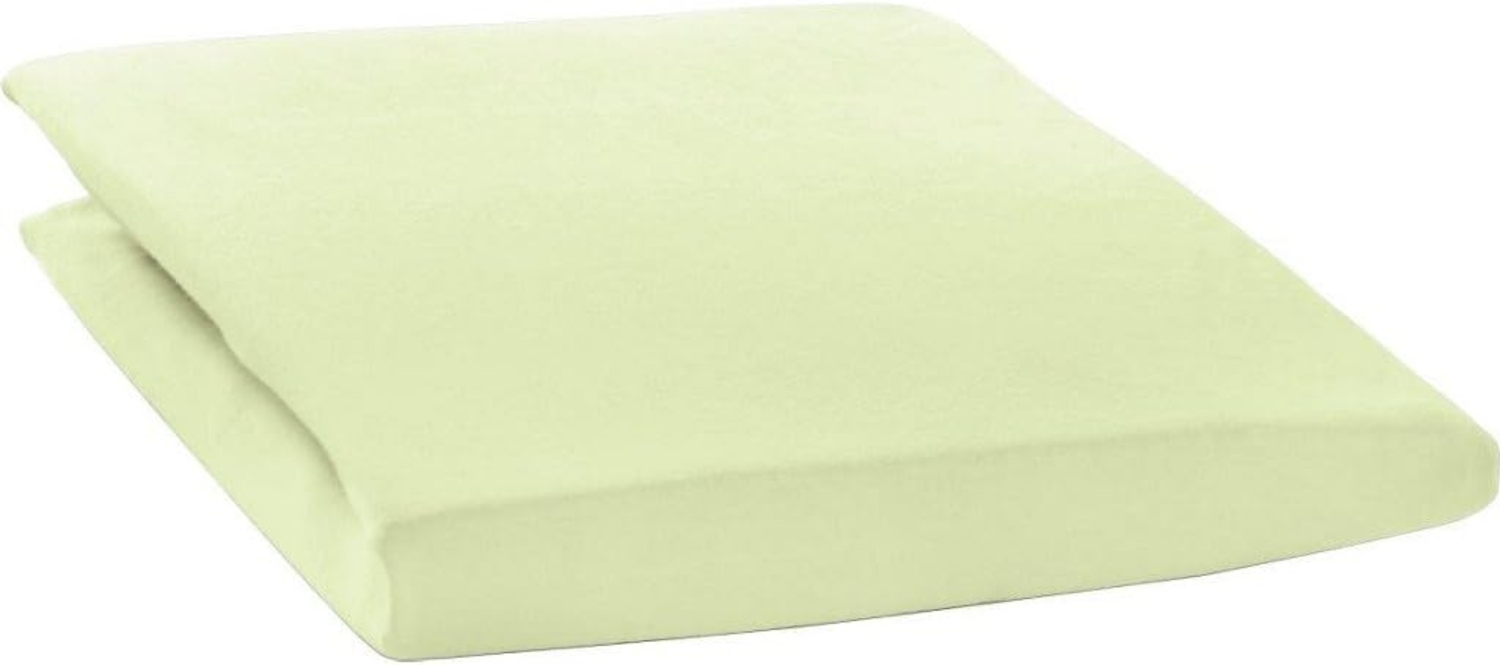 ESTELLA Spannbetttuch Zwirnjersey | Maigrün | 150x200 cm | passend für Matratzen 140-160 cm (Breite) x 200-220 cm (Länge) | trocknerfest und bügelfrei | 97% Baumwolle 3% Elastan Bild 1