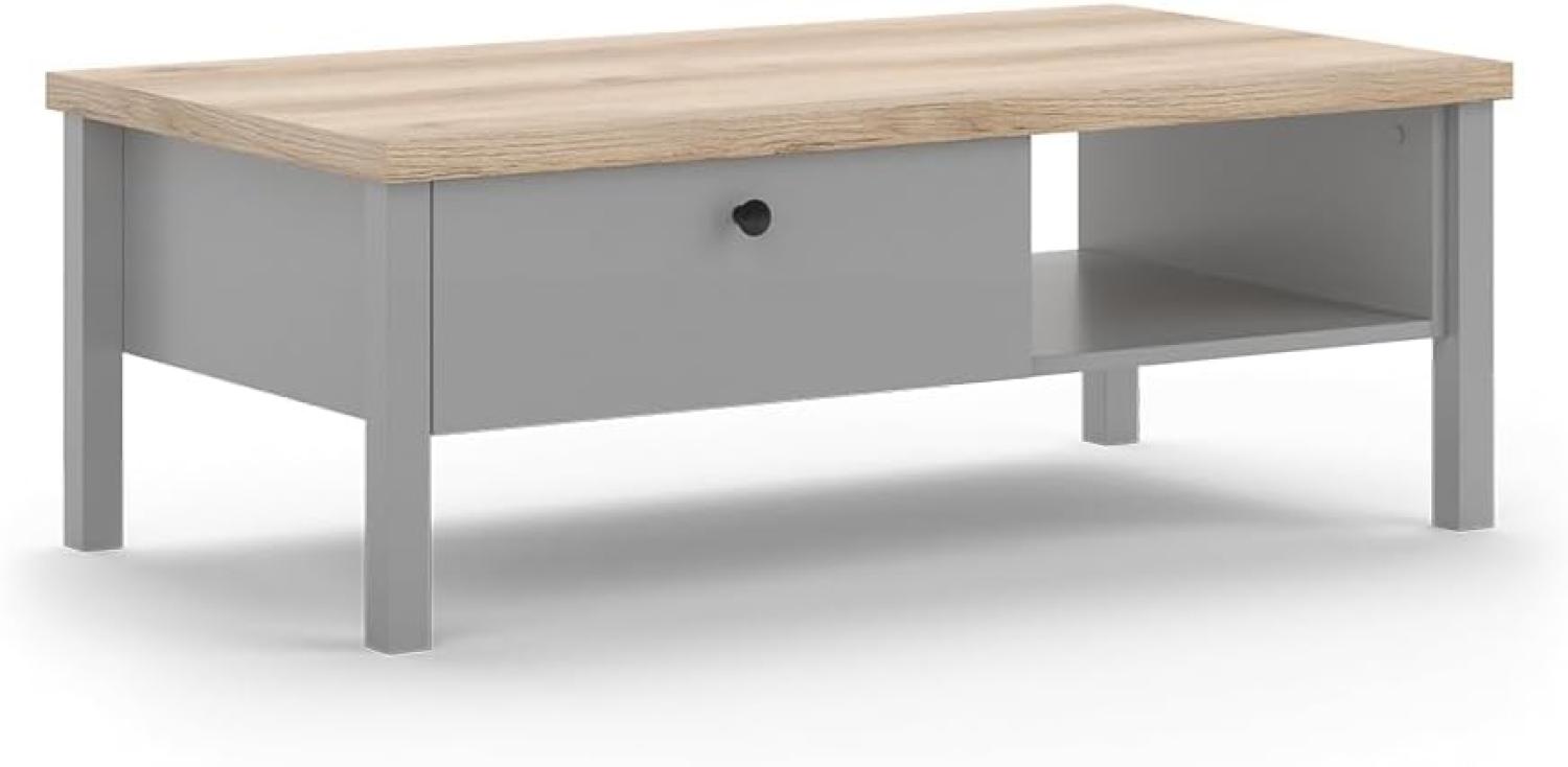 Vicco Couchtisch Melini 110x41 cm, Grau Eiche, 1 Schublade und Fach, Wohnzimmer Bild 1