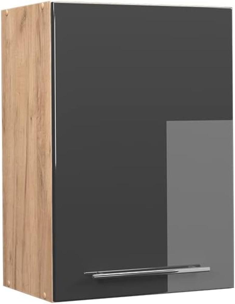 Vicco Küchenschrank Küchenmöbel Fame-Line modern Küche Einbauküche Küchenzeile Blende Unterschrank Hochschrank Hängeschrank Hochglanz (Eiche-Anthrazit, Hängeschrank 50 cm) Bild 1